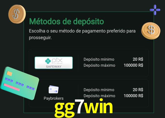 O cassino gg7win oferece uma grande variedade de métodos de pagamento